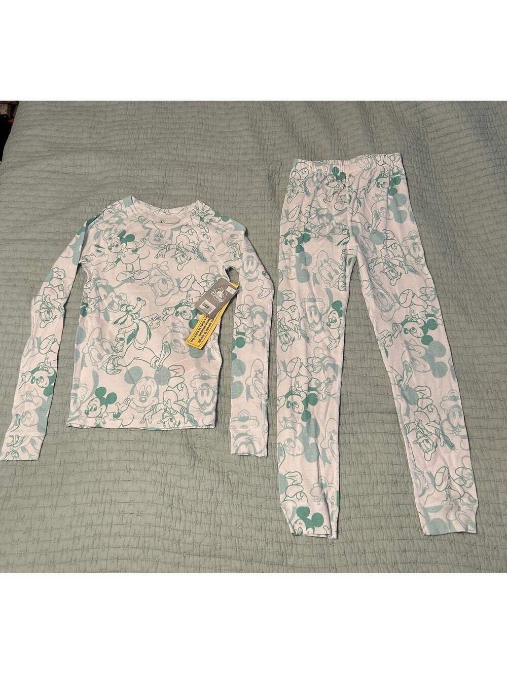NWT Disney Mickey Goofy And Donald Duck, Blue 2-Piece Pajama Set Kids Size 10